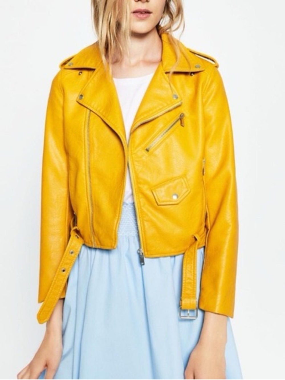 ZARA Women's Yellow Stylish Biker Jacket